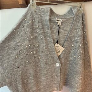 Ava & Viv Gray Cardigan with Sparkling Embellishments